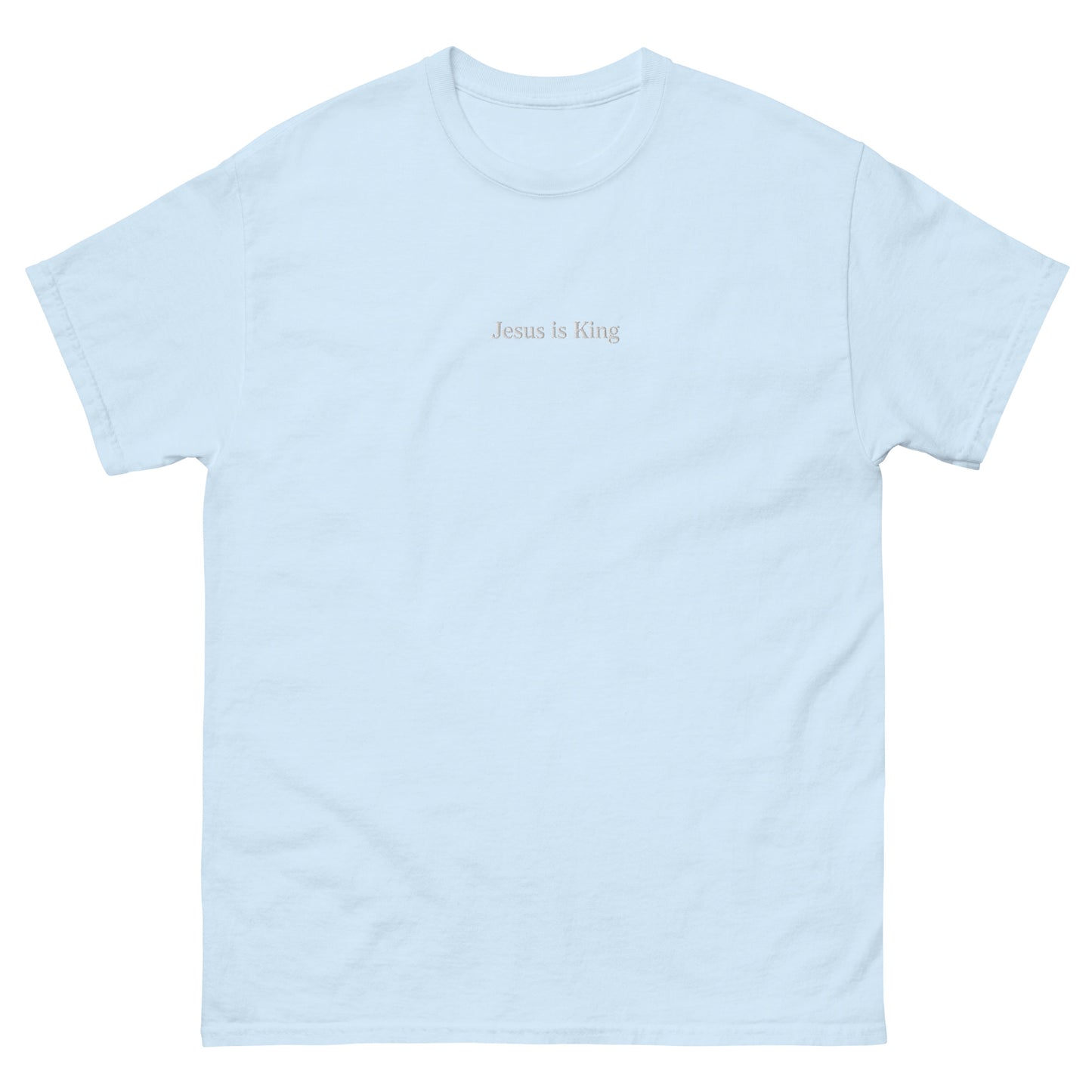 jesus is king t shirt light blue standard