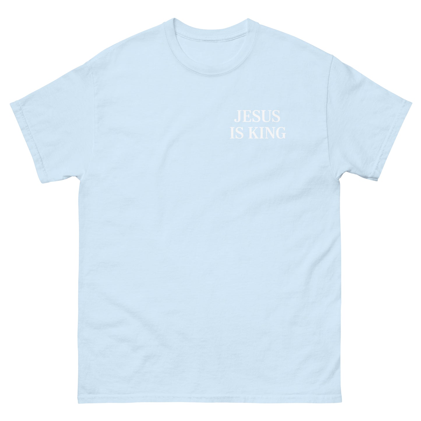 jesus is king t shirt light blue strong