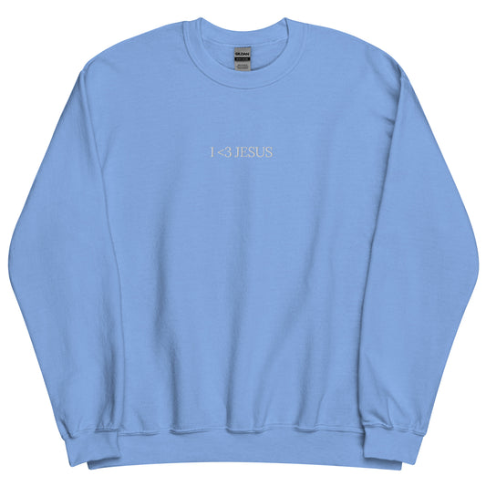 i love jesus sweatshirt blue minimal
