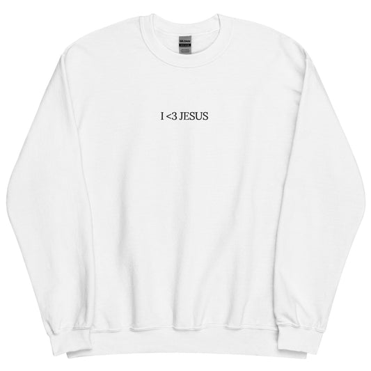 i love jesus sweatshirt white minimal