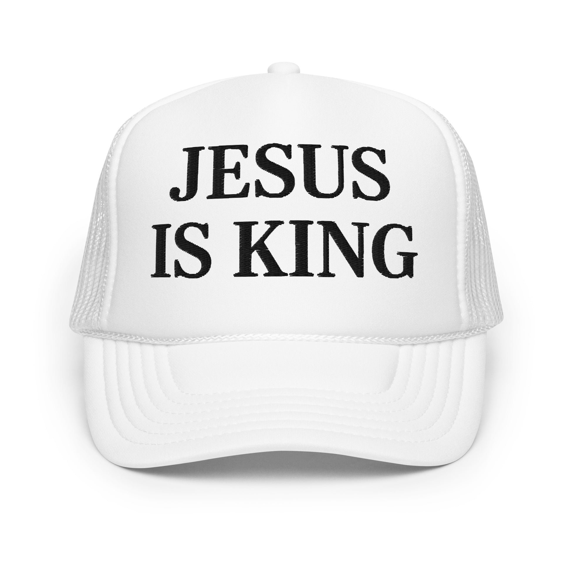 jesus is king hat trucker white strong