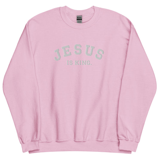 jesus is king sweatshirt pink royal