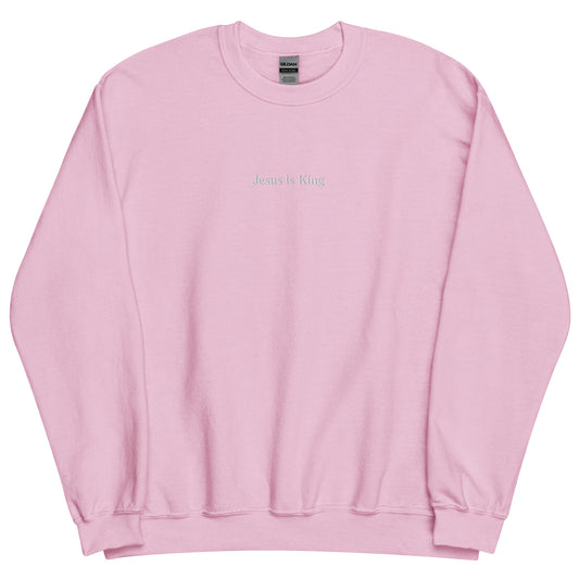 jesus is king sweatshirt pink standard