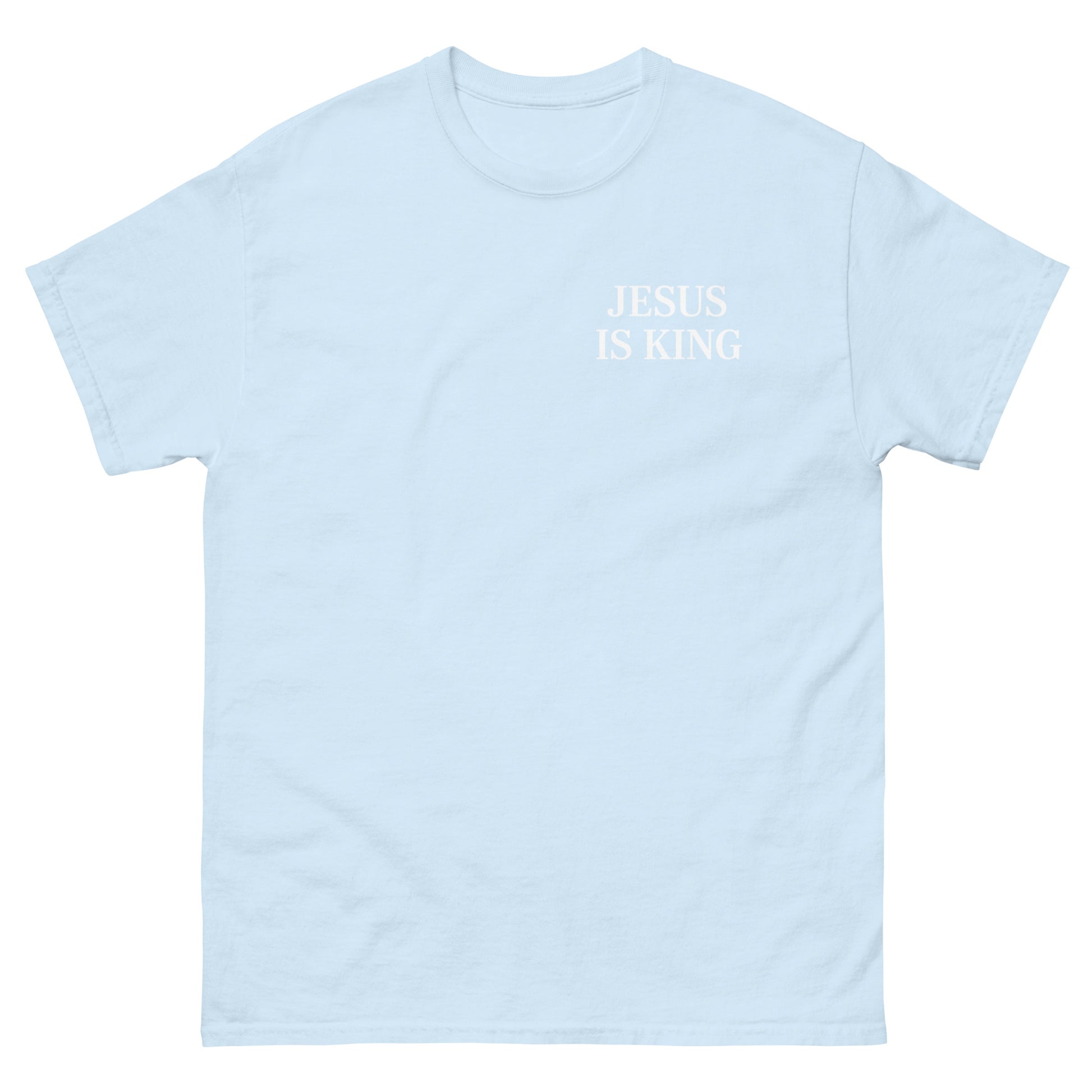 jesus is king t shirt light blue strong